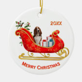 Christmas Sleigh Basset Hound Dog Keramisch Ornament (Voorkant)