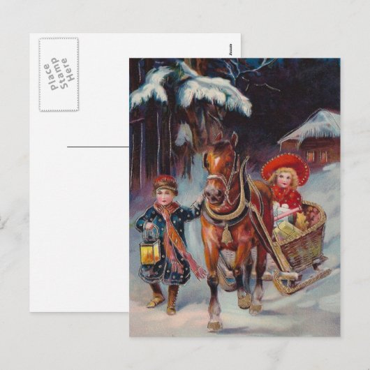 Christmas Sleigh Briefkaart (Voorkant / Achterkant)