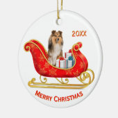 Christmas Sleigh Shetland Sheepdog Keramisch Ornament (Links)
