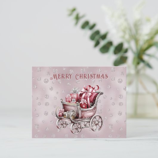 Christmas Sleigh With Gifts Holiday Briefkaart (Staand voorkant)