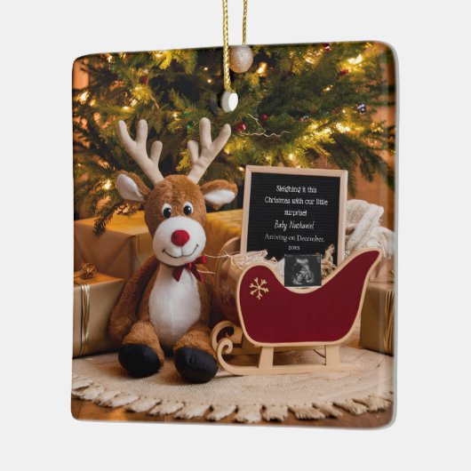 Christmas Sleigh zwangerschapsaankondiging Keramisch Ornament (Links)