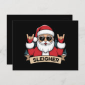 Christmas Sleigher Santa Rock Xmas Rocker Briefkaart (Voorkant / Achterkant)