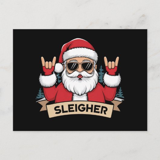 Christmas Sleigher Santa Rock Xmas Rocker Briefkaart (Voorkant)