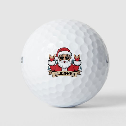 Christmas Sleigher Santa Rock Xmas Rocker Golfballen (Voorkant)