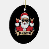 Christmas Sleigher Santa Rock Xmas Rocker Keramisch Ornament (Rechts)