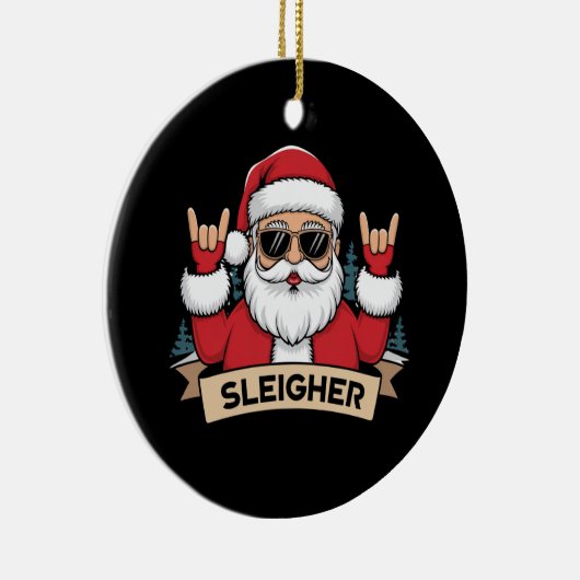 Christmas Sleigher Santa Rock Xmas Rocker Keramisch Ornament (Rechts)