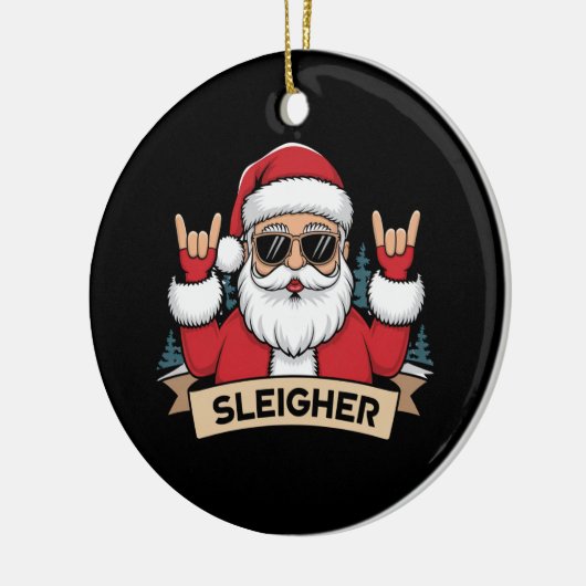 Christmas Sleigher Santa Rock Xmas Rocker Keramisch Ornament (Links)