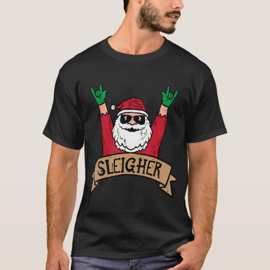 Christmas Sleigher Santa Rock Xmas Rocker Mannen T-shirt (Voorkant)