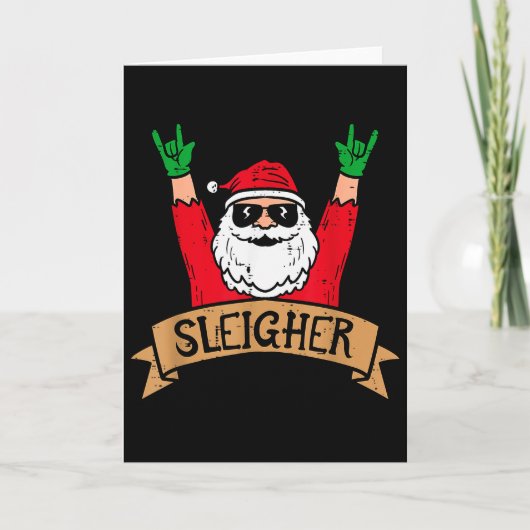 Christmas Sleigher Santa Rock Xmas Rocker Men Wome Kaart (Voorkant)
