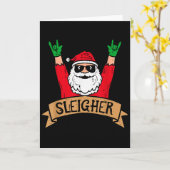 Christmas Sleigher Santa Rock Xmas Rocker Men Wome Kaart (Gele Bloem)
