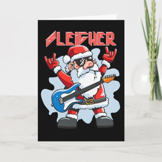 Christmas Sleigher Santa Rock Xmas Rocker Men Wome Kaart (Voorkant)