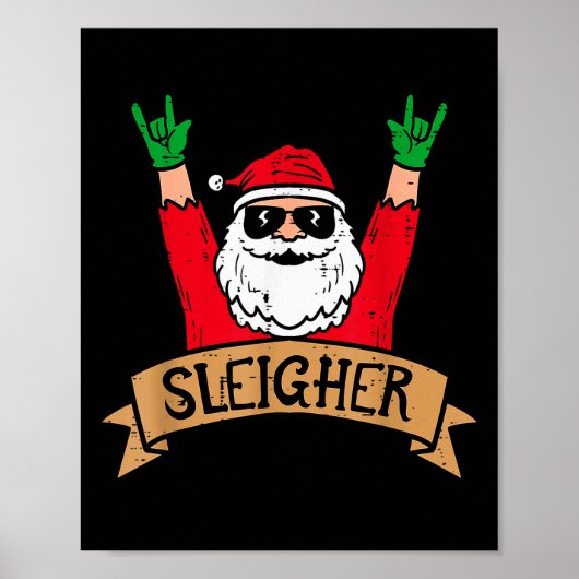 Christmas Sleigher Santa Rock Xmas Rocker Men Wome Poster (Voorkant)