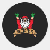 Christmas Sleigher Santa Rock Xmas Rocker Men Wome Ronde Sticker (Voorkant)