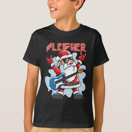 Christmas Sleigher Santa Rock Xmas Rocker Men Wome T-shirt (Voorkant)
