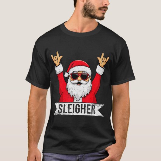 Christmas Sleigher Santa Rock Xmas Rocker Men Wome T-shirt (Voorkant)