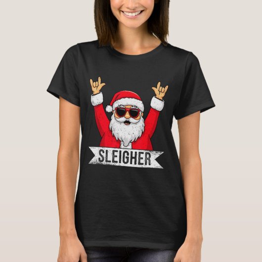 Christmas Sleigher Santa Rock Xmas Rocker Men Wome T-shirt (Voorkant)