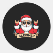Christmas Sleigher Santa Rock Xmas Rocker  Ronde Sticker (Voorkant)