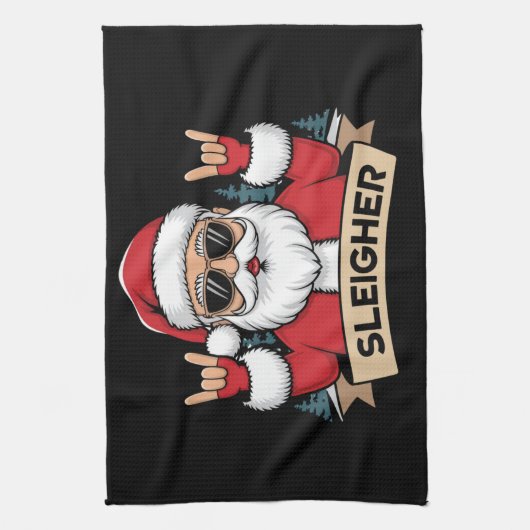 Christmas Sleigher Santa Rock Xmas Rocker Theedoek (Verticaal)