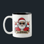 Christmas Sleigher Santa Rock Xmas Rocker Tweekleurige Koffiemok<br><div class="desc">Christmas Sleigher Santa Rock Xmas Rocker</div>