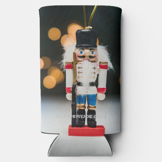 Christmas SlipperyJoe notenkraker beeldje ornament Seltzer Blikjeskoeler (Achterkant)