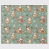 Christmas Sloth Cute Holiday Animal in Santa Hat Cadeaupapier (Vlak)