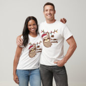 Christmas Sloth – Cute Sloth Tangled in Holiday Li T-shirt (Unisex)