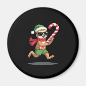 Christmas Sloth Elf Pepermunt Candy Cane Shirt Gi Magneet (Voorkant)