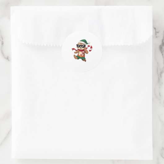 Christmas Sloth Elf Pepermunt Candy Cane Shirt Gi Ronde Sticker (Tas)