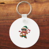 Christmas Sloth Elf Pepermunt Candy Cane Shirt Gi Sleutelhanger (Voorkant)