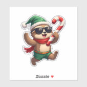 Christmas Sloth Elf Pepermunt Candy Cane Shirt Gi Sticker (Vel)
