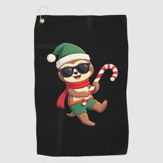 Christmas Sloth Elf Peppermint Candy Cane Shirt Gi Golfhanddoek (Voorkant)