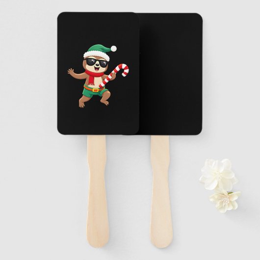 Christmas Sloth Elf Peppermint Candy Cane Shirt Gi Handwaaier (Voorkant en achterkant)