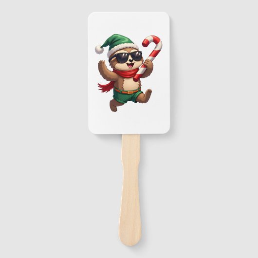 Christmas Sloth Elf Peppermint Candy Cane Shirt Gi Handwaaier (Voorkant)