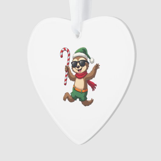 Christmas Sloth Elf Peppermint Candy Cane Shirt Gi Ornament (voorkant)