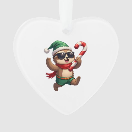 Christmas Sloth Elf Peppermint Candy Cane Shirt Gi Ornament (voorkant)