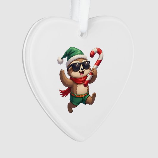 Christmas Sloth Elf Peppermint Candy Cane Shirt Gi Ornament (voorkant)