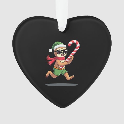 Christmas Sloth Elf Peppermint Candy Cane Shirt Gi Ornament (voorkant)