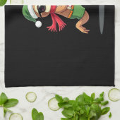 Christmas Sloth Elf Peppermint Candy Cane Shirt Gi Theedoek (Gevouwen)