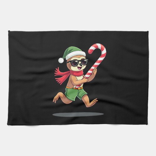 Christmas Sloth Elf Peppermint Candy Cane Shirt Gi Theedoek (Horizontaal)