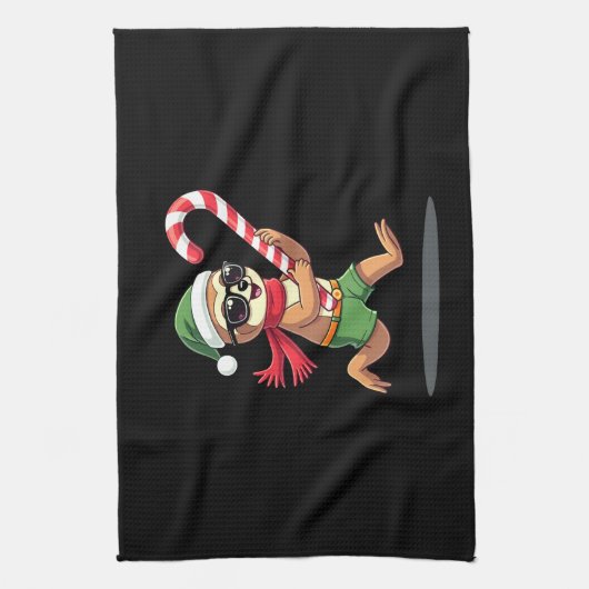 Christmas Sloth Elf Peppermint Candy Cane Shirt Gi Theedoek (Verticaal)