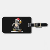 CHRISTMAS SLOTH Funny Christmas Skateboard Sloth ( Bagagelabel (Voorkant horizontaal)