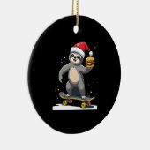 CHRISTMAS SLOTH Funny Christmas Skateboard Sloth ( Keramisch Ornament (Rechts)