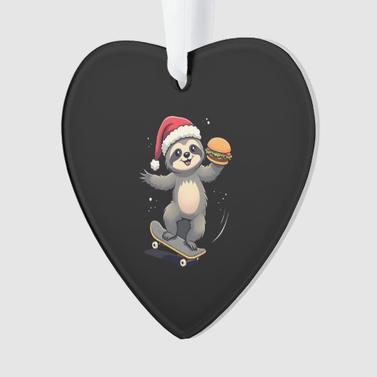 CHRISTMAS SLOTH Funny Christmas Skateboard Sloth ( Ornament (voorkant)
