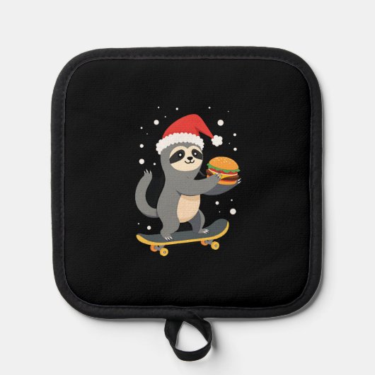 CHRISTMAS SLOTH Funny Christmas Skateboard Sloth ( Pannenlap (Voorkant)