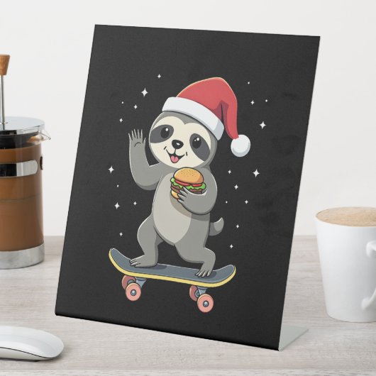 CHRISTMAS SLOTH Funny Christmas Skateboard Sloth ( Reclamebord Met Voetstuk (Insitu)