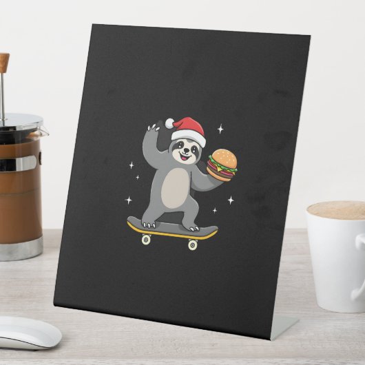 CHRISTMAS SLOTH Funny Christmas Skateboard Sloth ( Reclamebord Met Voetstuk (Insitu)