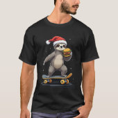 CHRISTMAS SLOTH Funny Christmas Skateboard Sloth T-shirt (Voorkant)