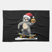 CHRISTMAS SLOTH Funny Christmas Skateboard Sloth ( Theedoek (Horizontaal)