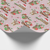Christmas Sloth Gift Wrapping Paper Cadeaupapier (Hoek)