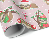 Christmas Sloth Gift Wrapping Paper Cadeaupapier (Rol Hoek)